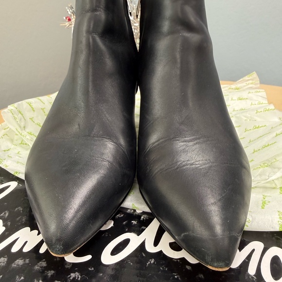 Sam Edelman Black Heeled Leather Boots with Silver Zipper Size 7.5 EUC - Picture 5 of 11